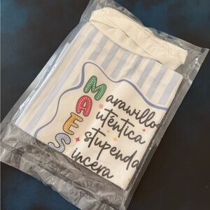 Striped Tote Bag with Colorful Lettering